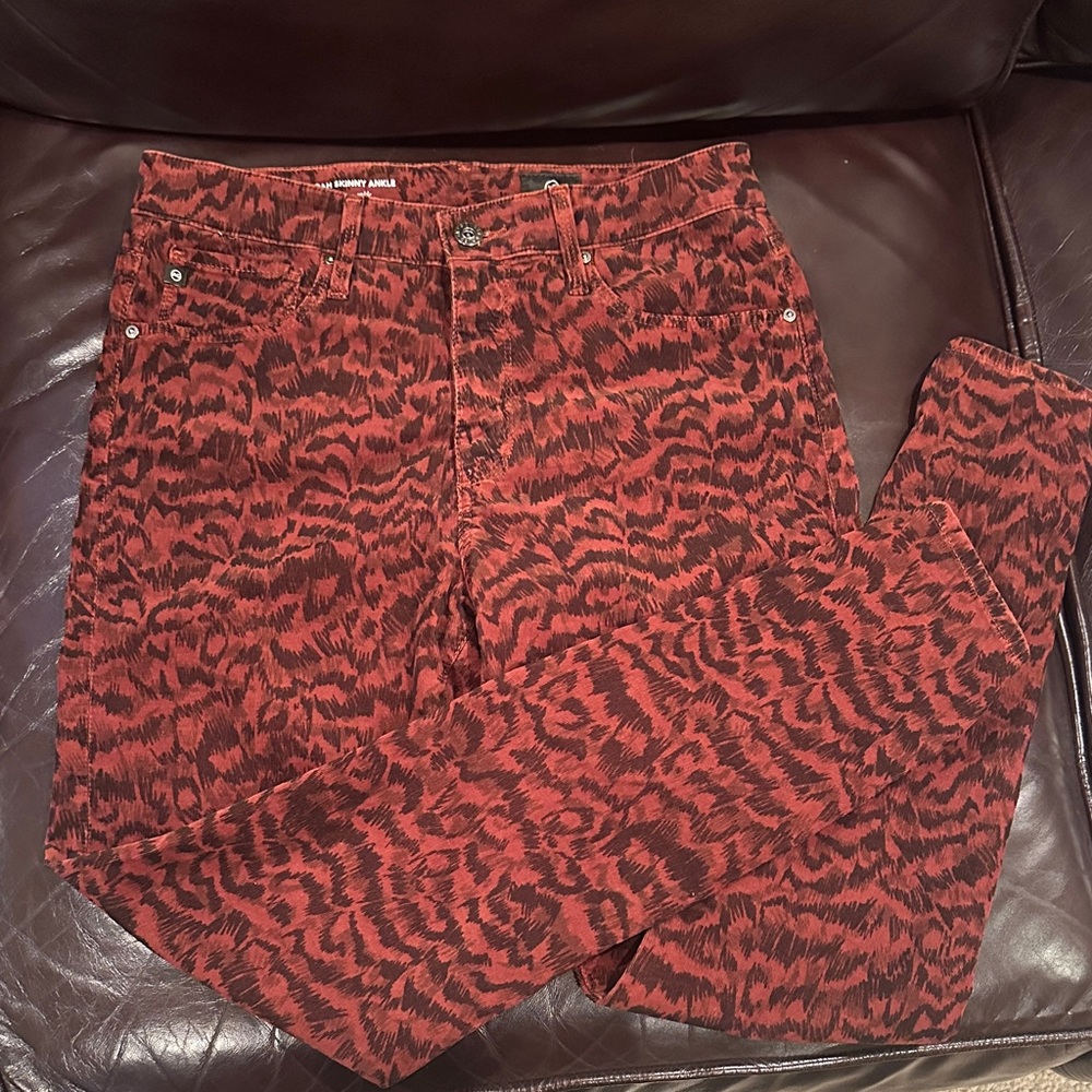 AG Adriano Goldschmied Red Patterned Skinny Jeans